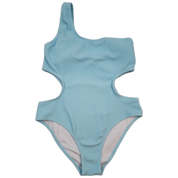 Pink Victoria's Secret Crinkle One Shoulder One Piece Swimsuit Light Blue 2XL - Picture 1 of 6